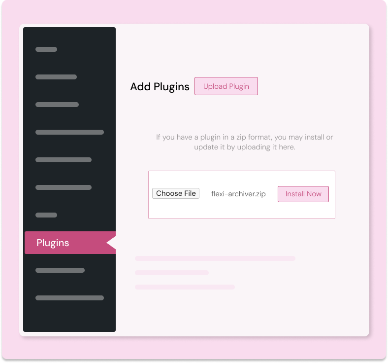 Install the Flexi Archiver Plugin