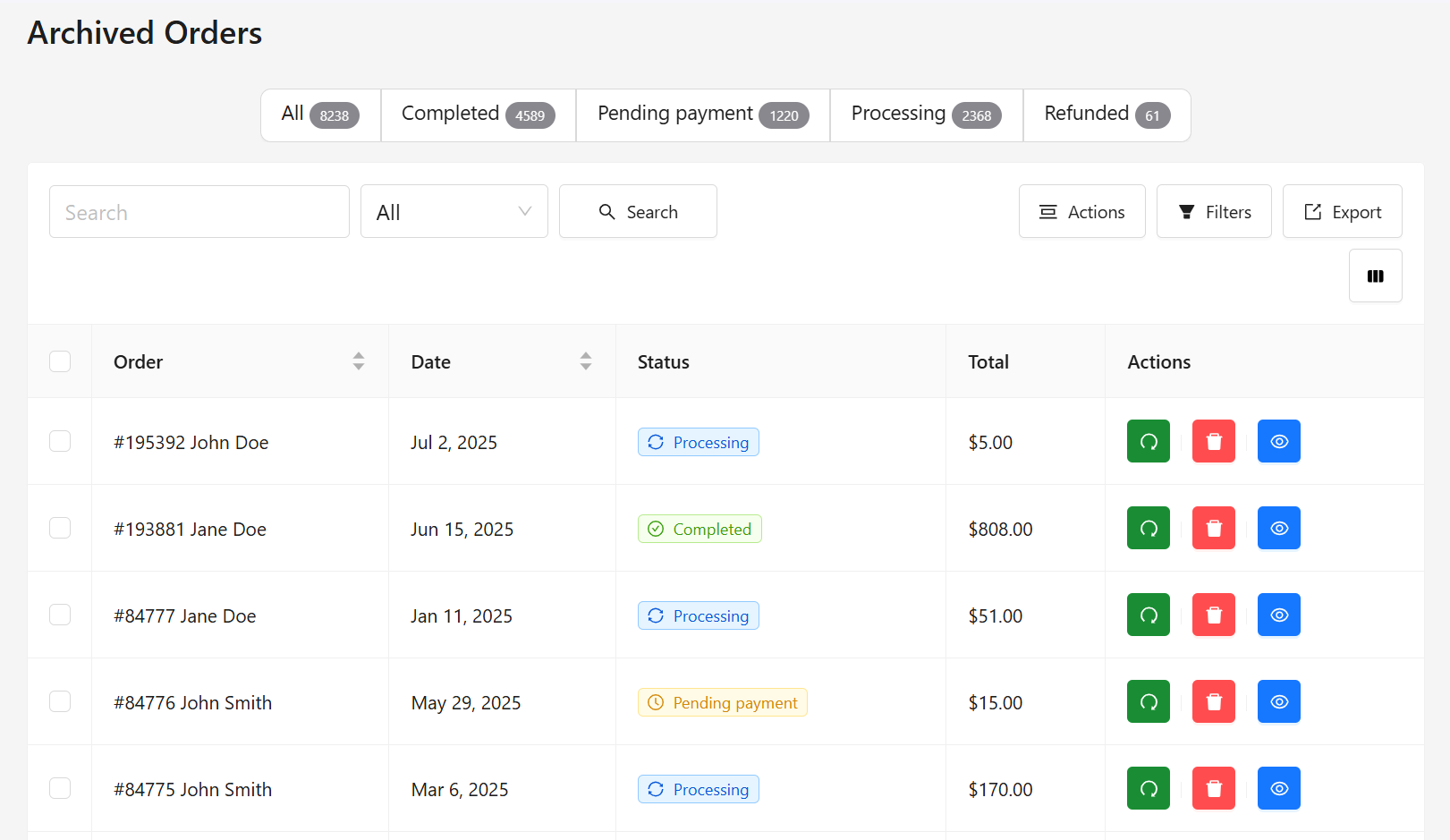 woocommerce archive old orders